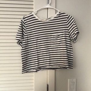 black and white striped crop top